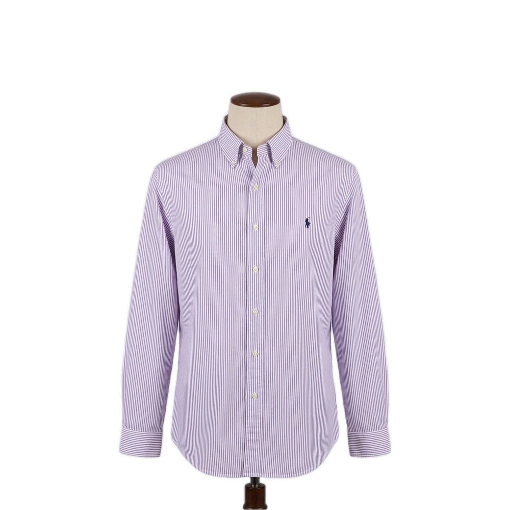 Polo Ralph Lauren Men's Button-Down Shirt Purple White Stripe XL L/S Classic Fit